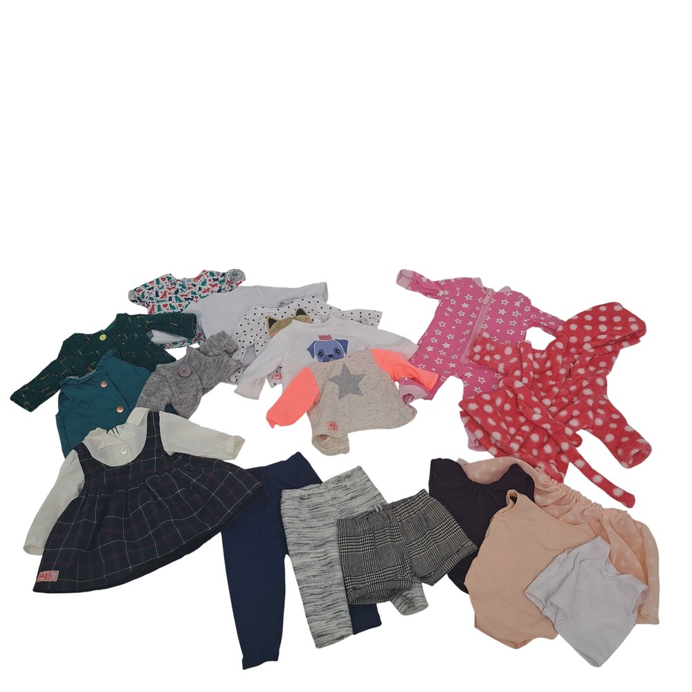 Our Generation 18 Inch Doll Clothes Lot Outfits Pajamas Dress Accessories Play
